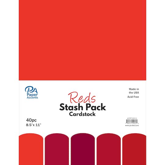 PA Paper&#x2122; Accents Reds Stash Pack 8.5&#x22; x 11&#x22; Cardstock, 40 sheets